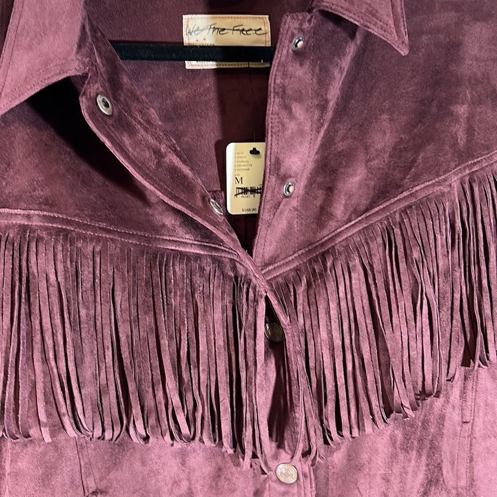 We The Free Burgundy Suede Fringe Leather Jacket - Picture 10 of 10